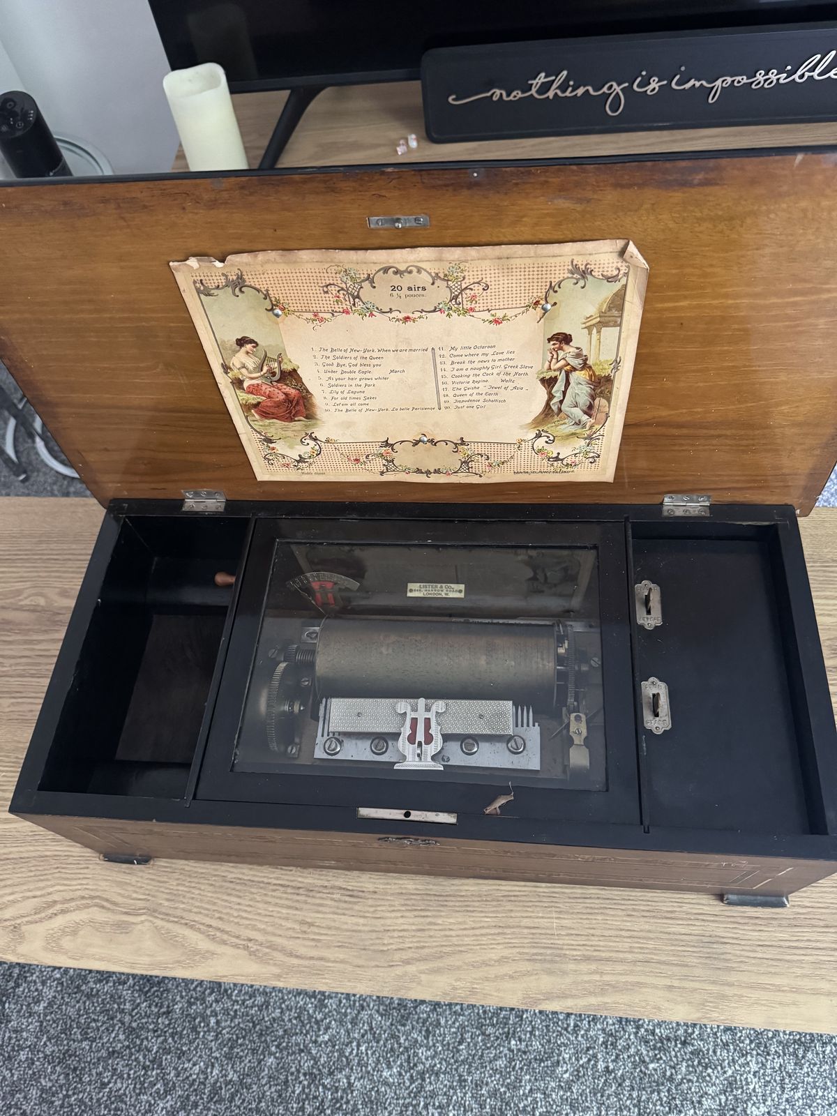 photo furniture Paillard Antique Swiss Made 20 Air Musical Box