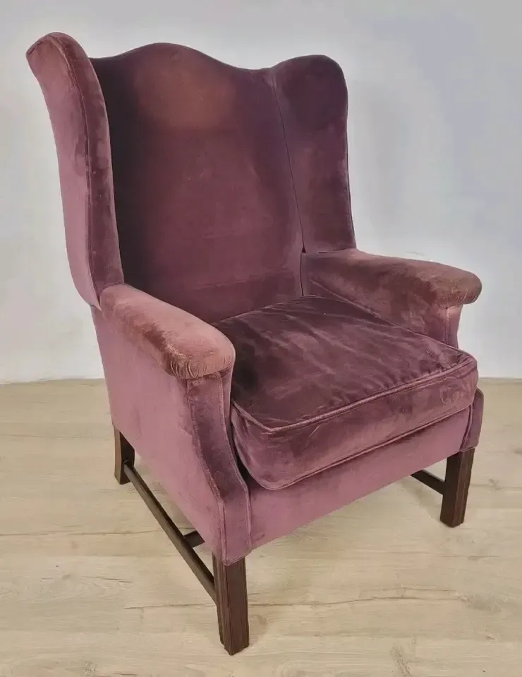 Victorian Wingback Armchair Velvet Purple 19thc Upholstered Delivery Available photo Furniture