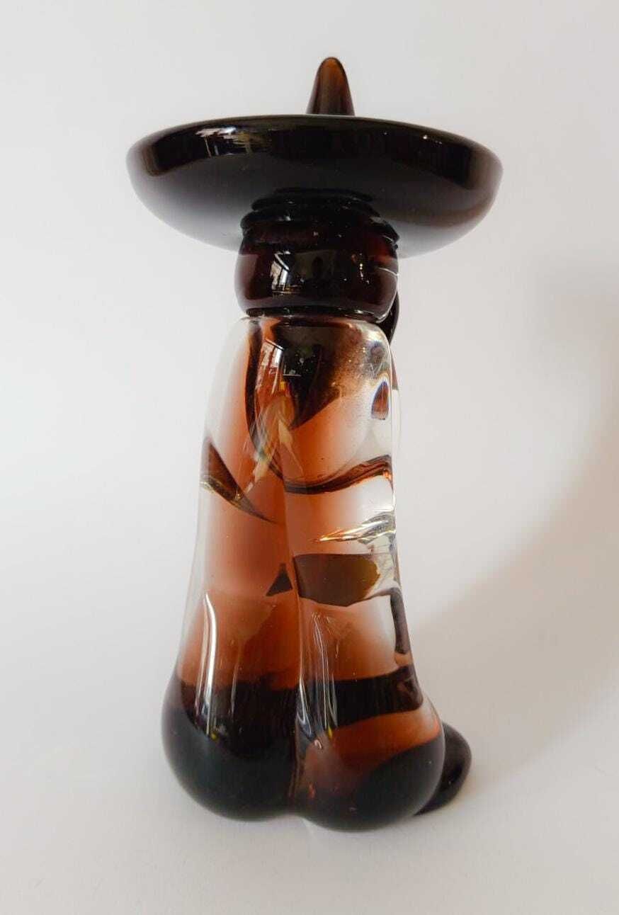 Seguso Vintage Space Age Mexican Murano Glass Sombrero Siesta Sculpture Figurine photo for sale