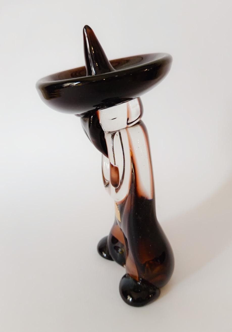 Seguso Vintage Space Age Mexican Murano Glass Sombrero Siesta Sculpture Figurine photo vintage