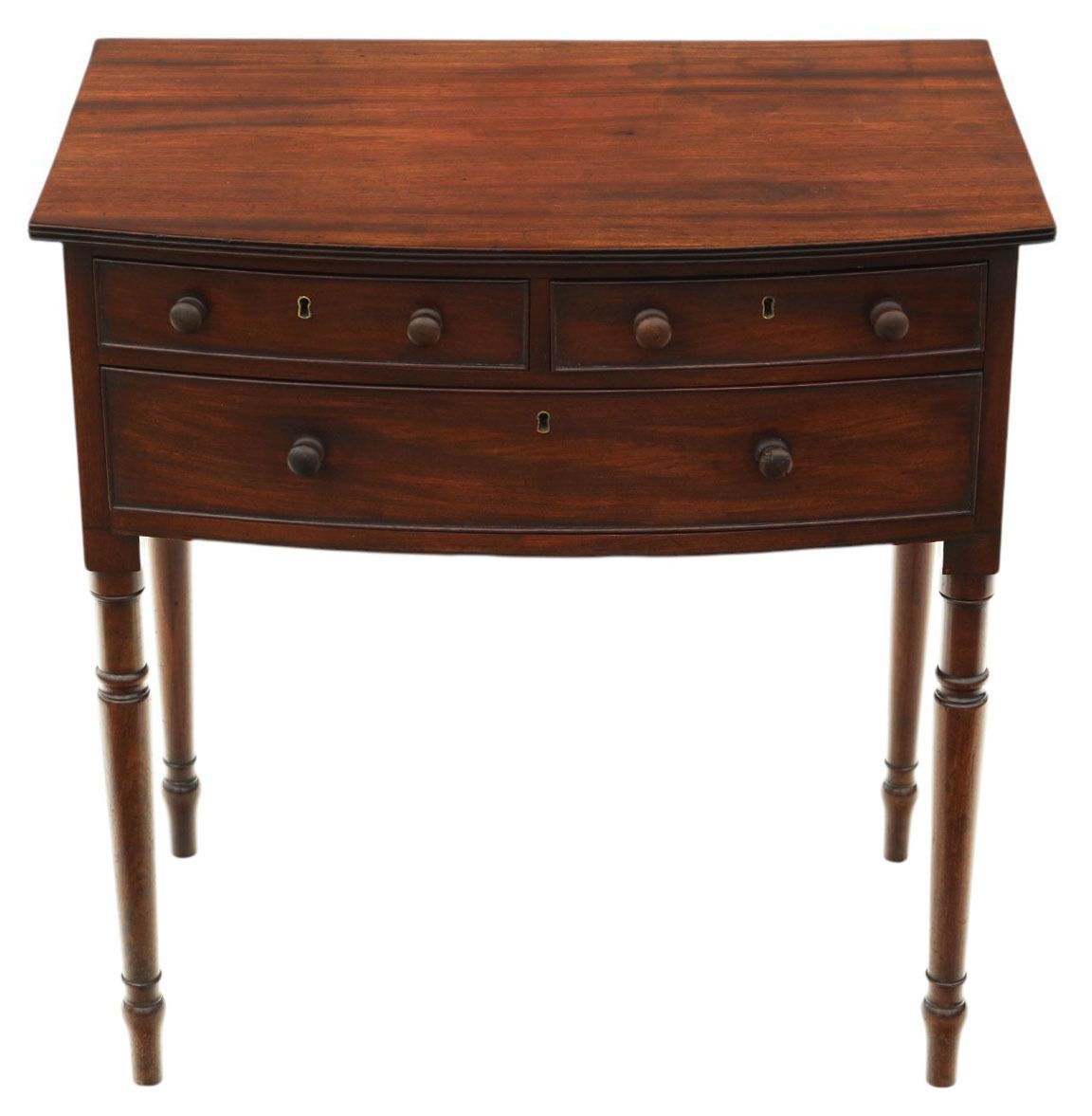 Fine Quality Antique 19th Century Georgian Bow Front Mahogany Writing Table – Desk, Bed Side Or Dressing Table photo 1995.0