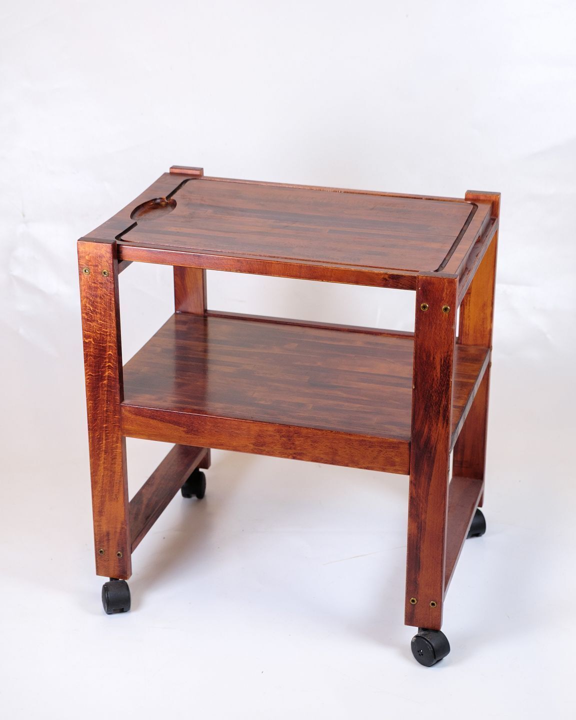 Serving Cart On Wheels   Dark Wood   Removable Cutting Board   Vintage Style