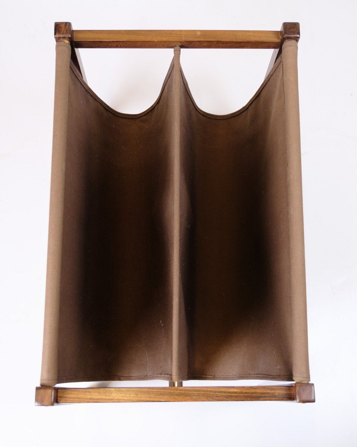 Newspaper/Magazine Holder   Rosewood & Brown Canvas   Danish Design   1960s photo Home Decor