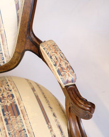 Antique 3 Seater Sofa   Klunke Style   Striped Upholstery   Walnut   Turned Legs   1890s photo Furniture