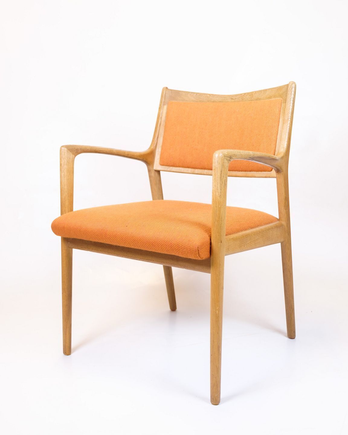 Armchair   Oak   Upholstered In Orange Fabric   Karl Erik Ekselius   Joc Vetlanda   Swedish Design   1960s