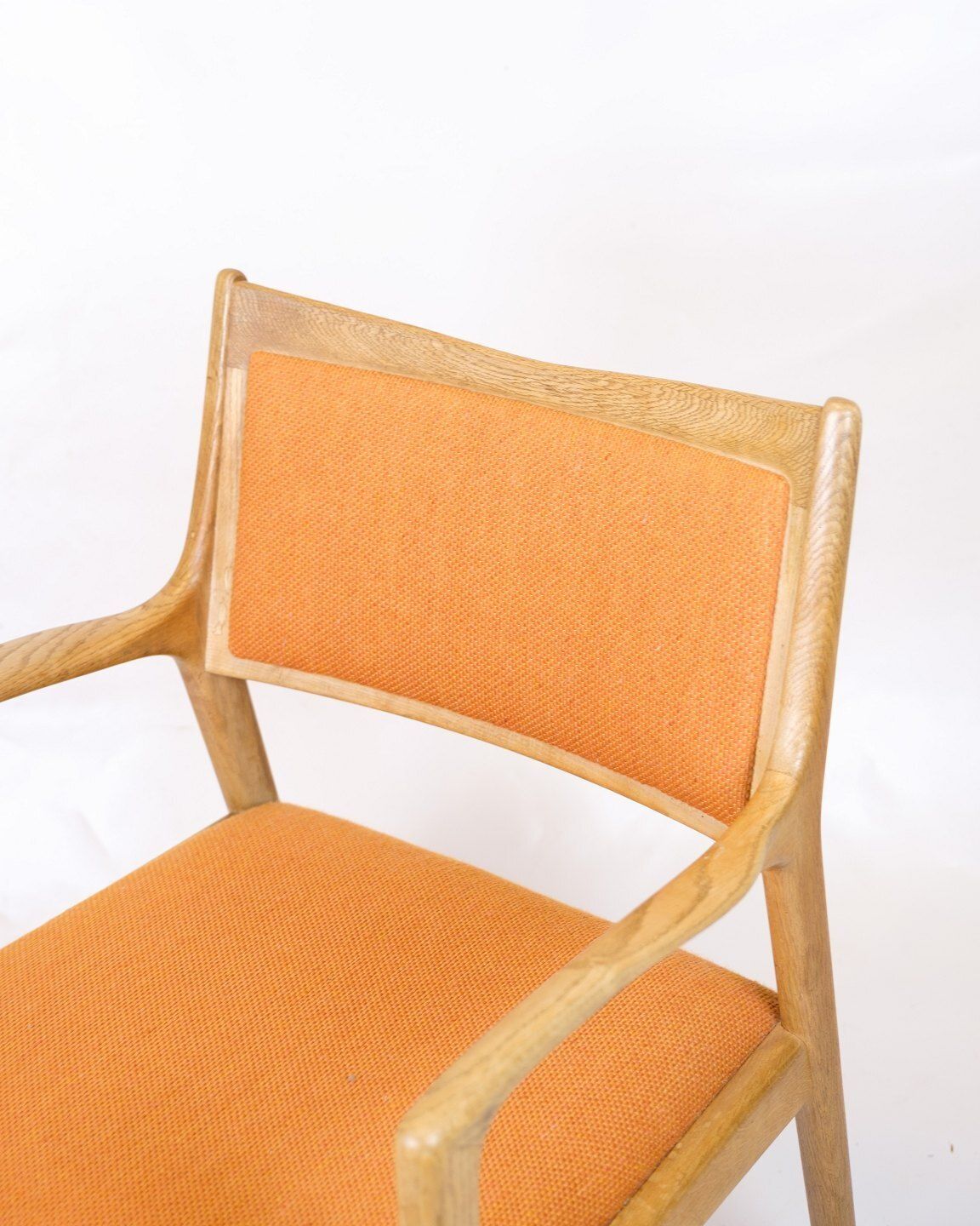 Armchair   Oak   Upholstered In Orange Fabric   Karl Erik Ekselius   Joc Vetlanda   Swedish Design   1960s photo for sale