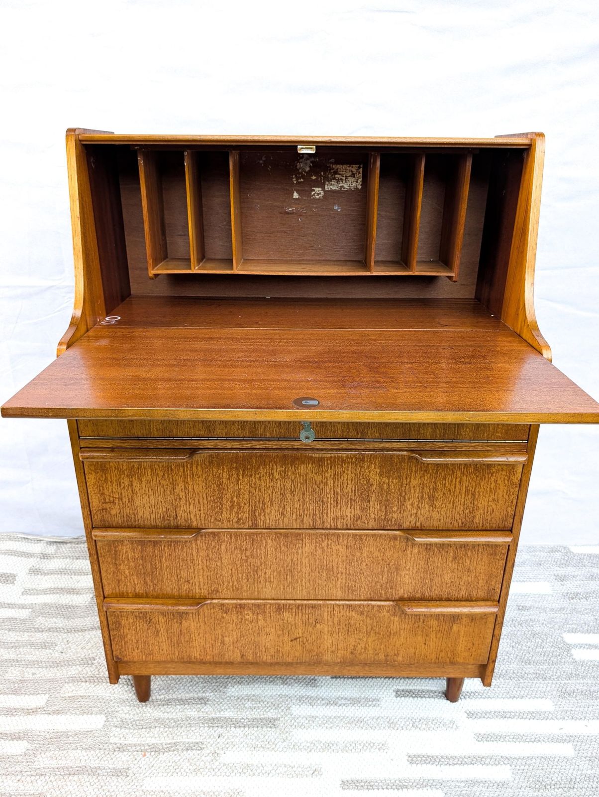 Sutcliffe Of Todmorden Mid Century Teak Bureau Laptop Desk – Original Vintage photo furniture