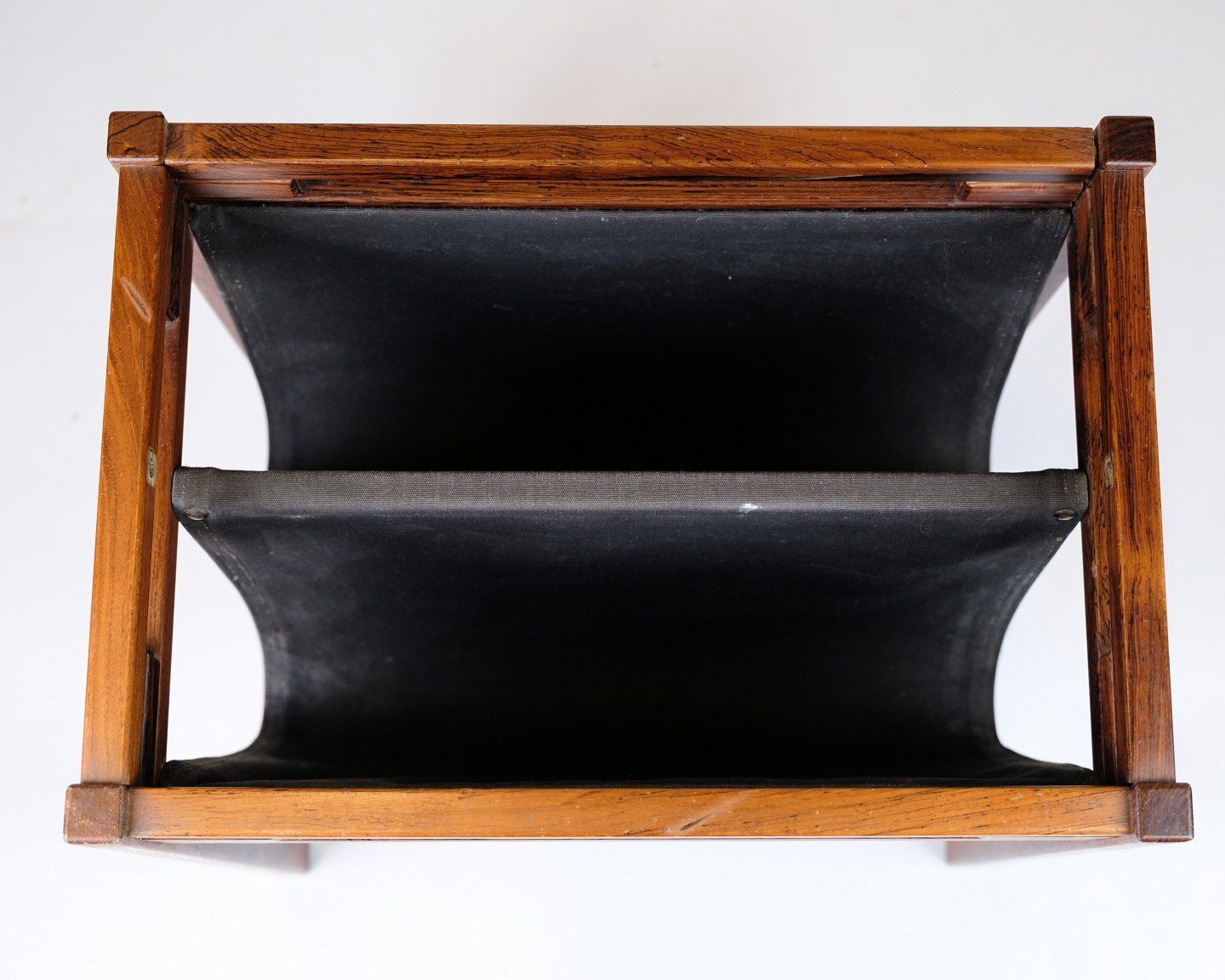 Newspaper/Magazine Holder   Rosewood & Black Canvas   Danish Design   1960s photo 375.0