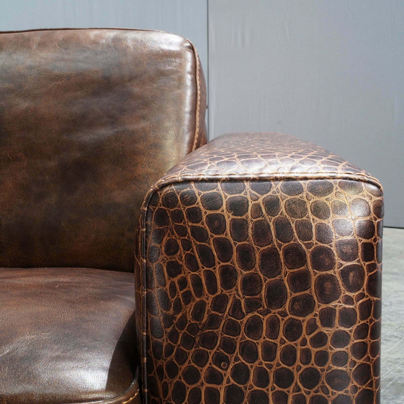 Gamma Arredamenti Brown Crocodile Leather Kelly Armchair photo buy