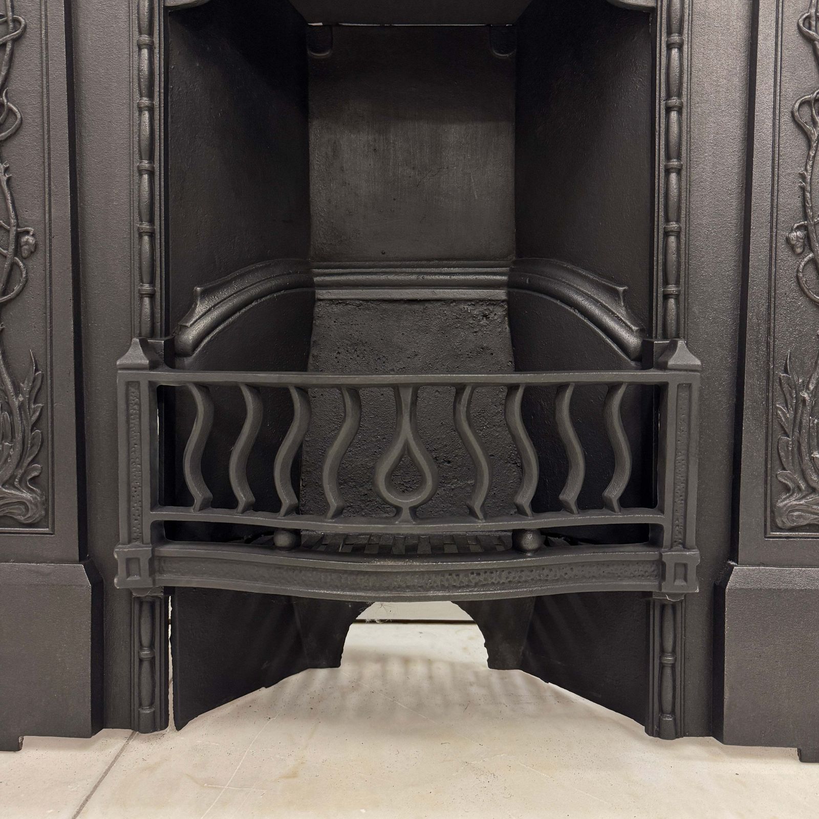 photo furniture Antique Art Nouveau Cast Iron Combination Fireplace