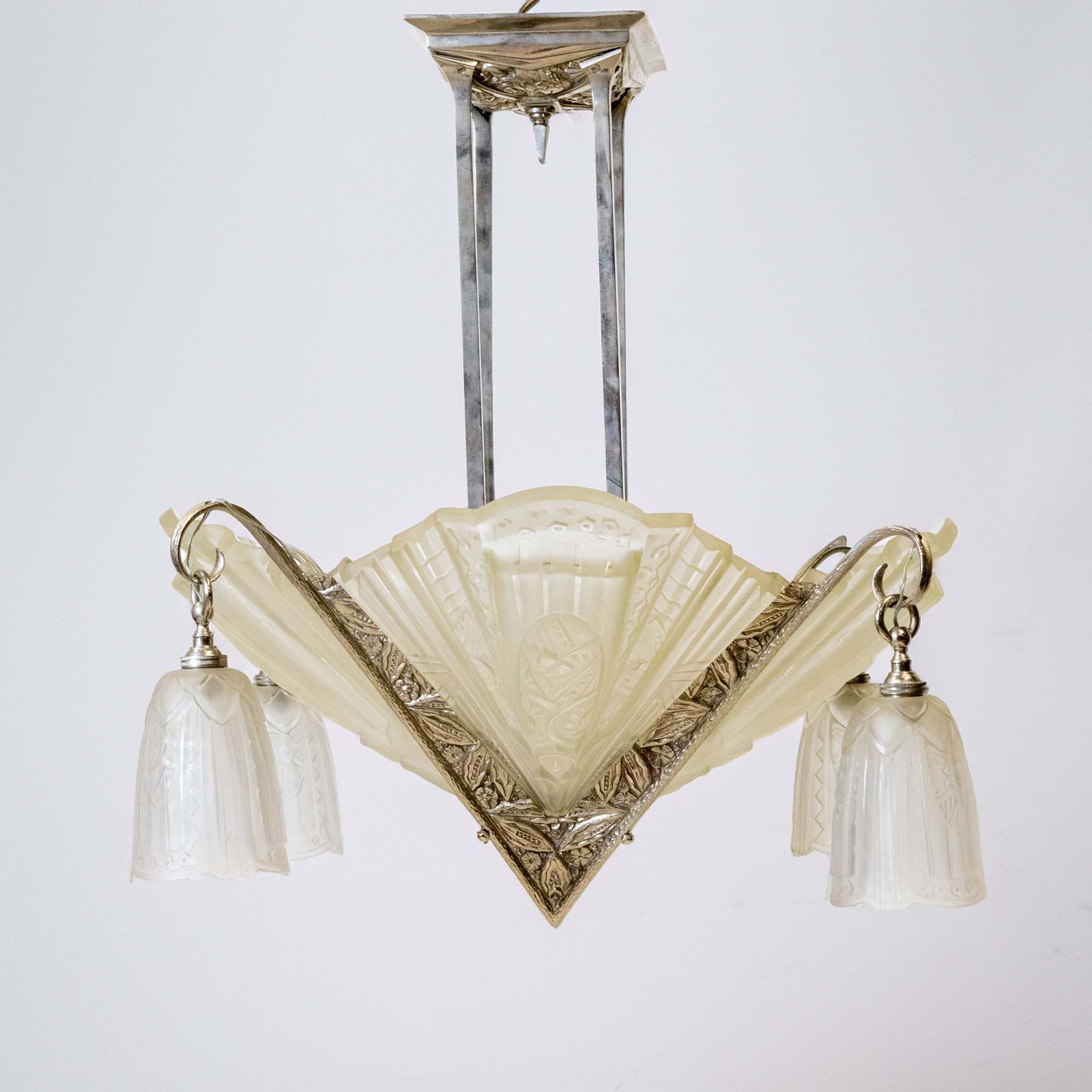 Antique French Art Deco Célestin Jamain Glass Chandelier | Frontisi