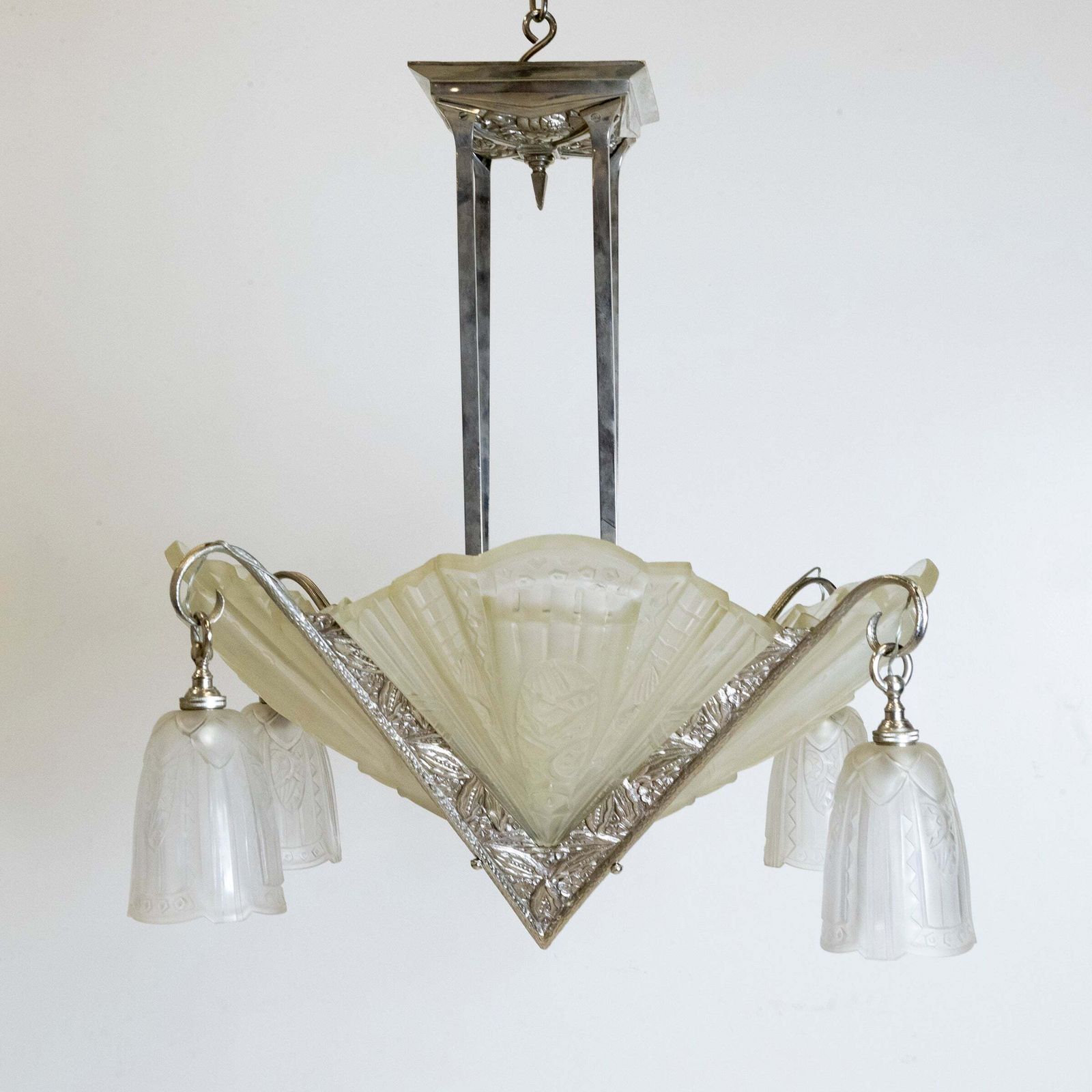 photo buy Antique French Art Deco Célestin Jamain Glass Chandelier | Frontisi