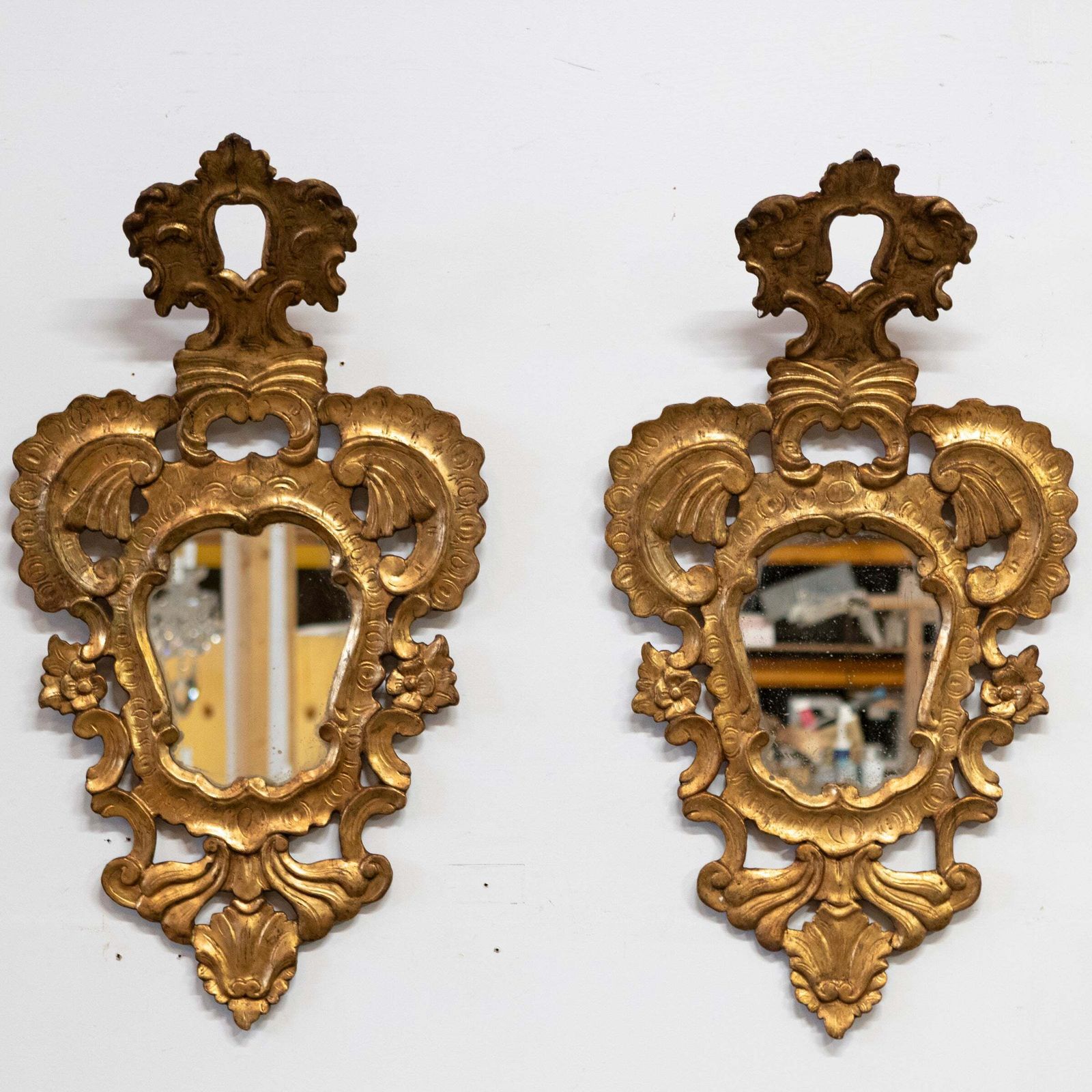 Pair Of Antique Italian Giltwood Ornate Mirrors photo Home Decor