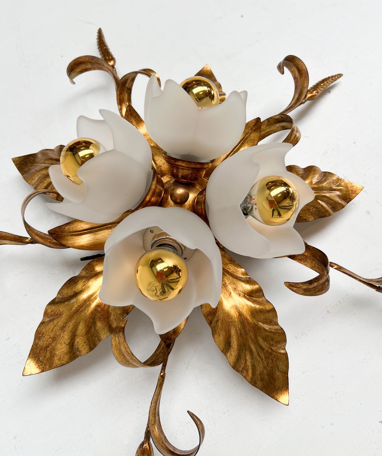 Gold Plated Xl Ceiling Lamp Or Wall Lamp From Italy, 1970s photo Lighting