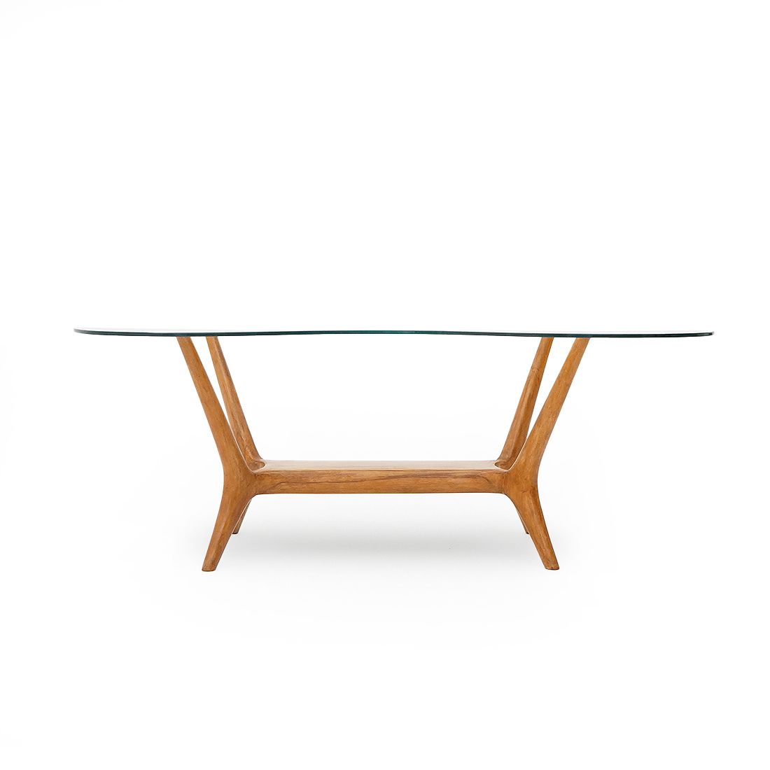 Italian Coffee Table In Wood And Glass, 1950s photo vintage