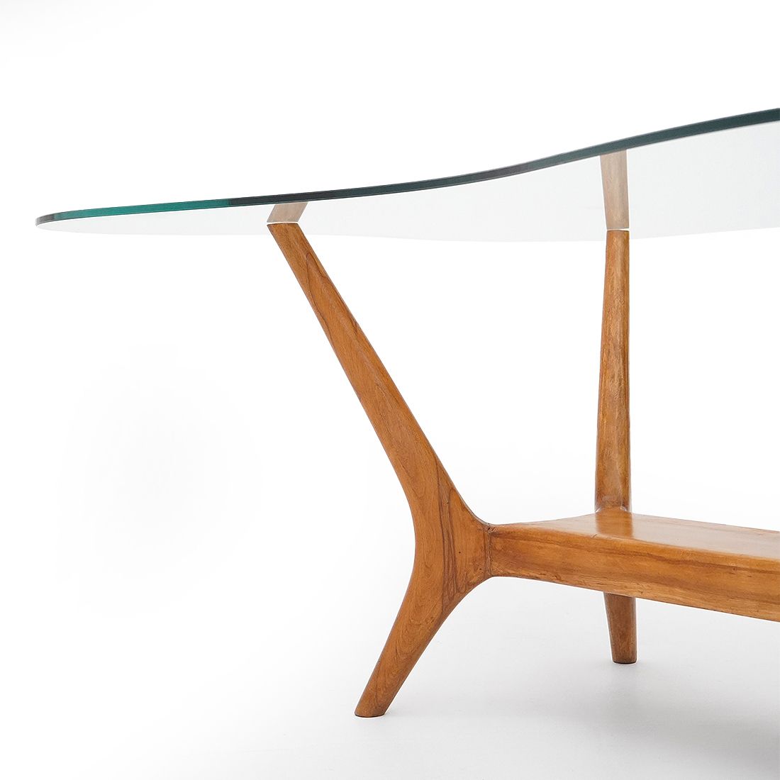 photo vinterior Italian Coffee Table In Wood And Glass, 1950s
