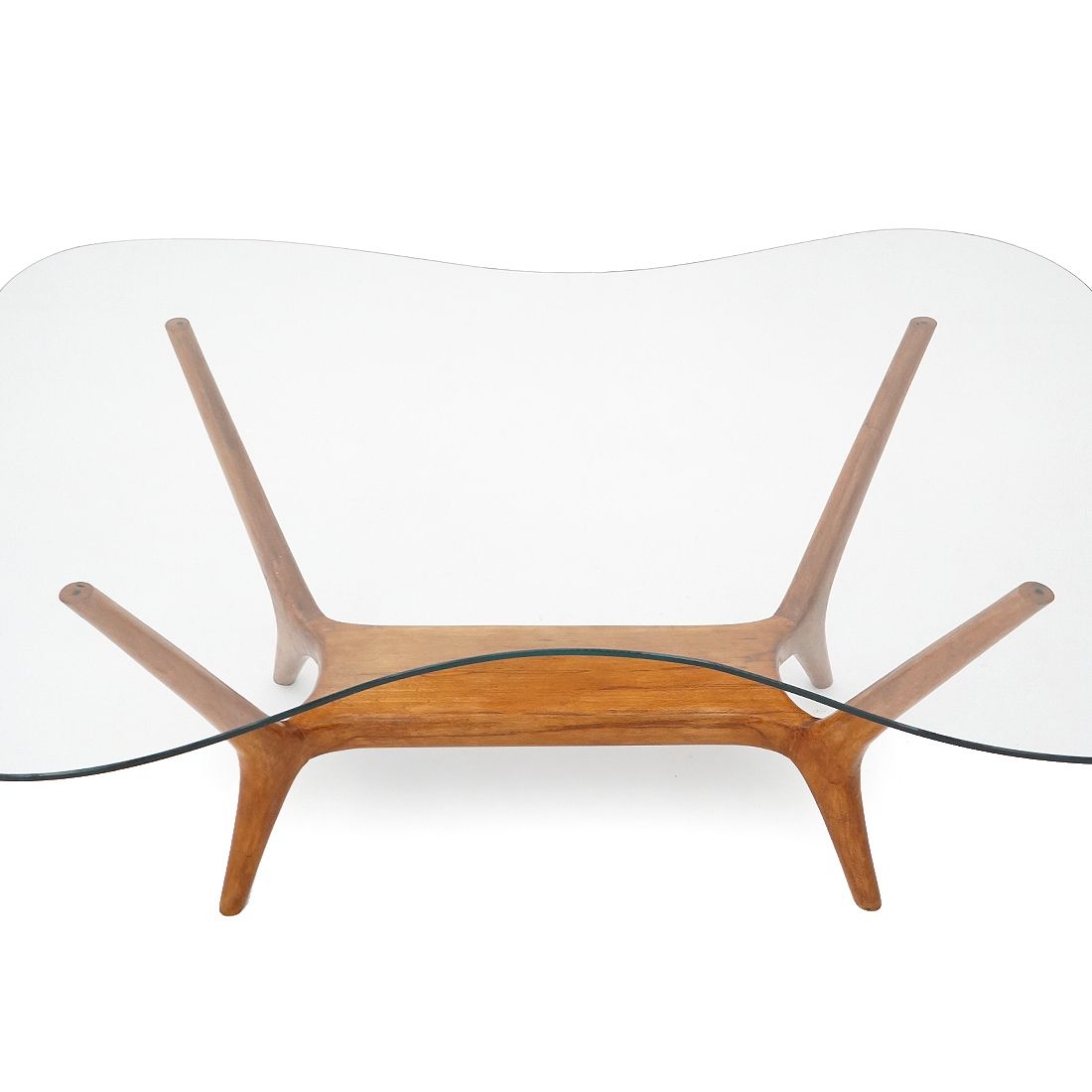 photo for sale Italian Coffee Table In Wood And Glass, 1950s
