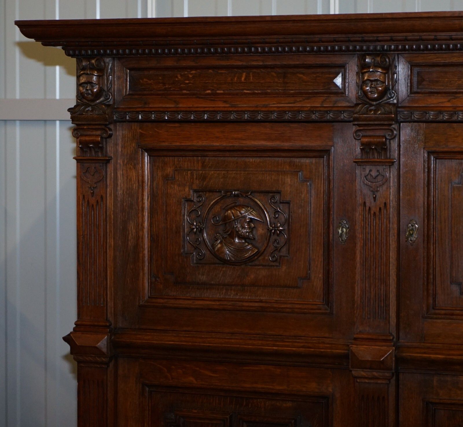 Rare Dutch Stunning 1940's Ornately Hand Carved Cupboard Part Large Office Suite photo Furniture