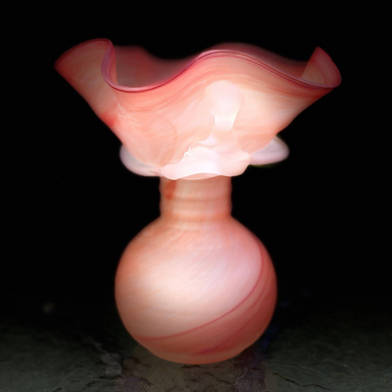 Gorgeous Filip Ravert Art Glass Vase With White Frosted Glass Organic Overlay