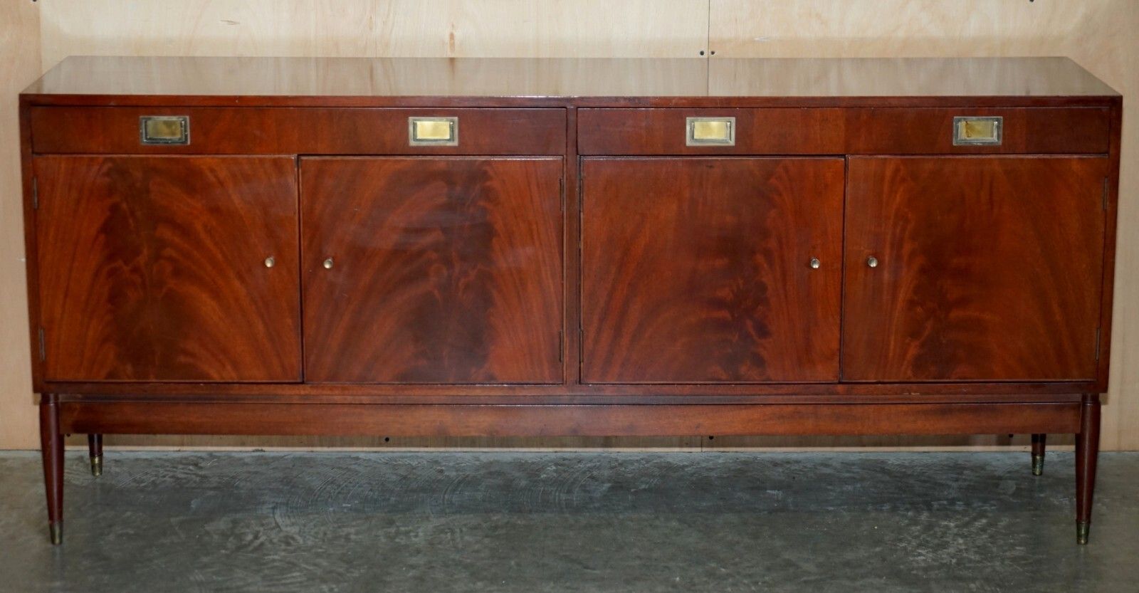 1966 Stamped Greaves & Thomas Mahogany Brass Sideboard Military Campaign Handles photo furniture