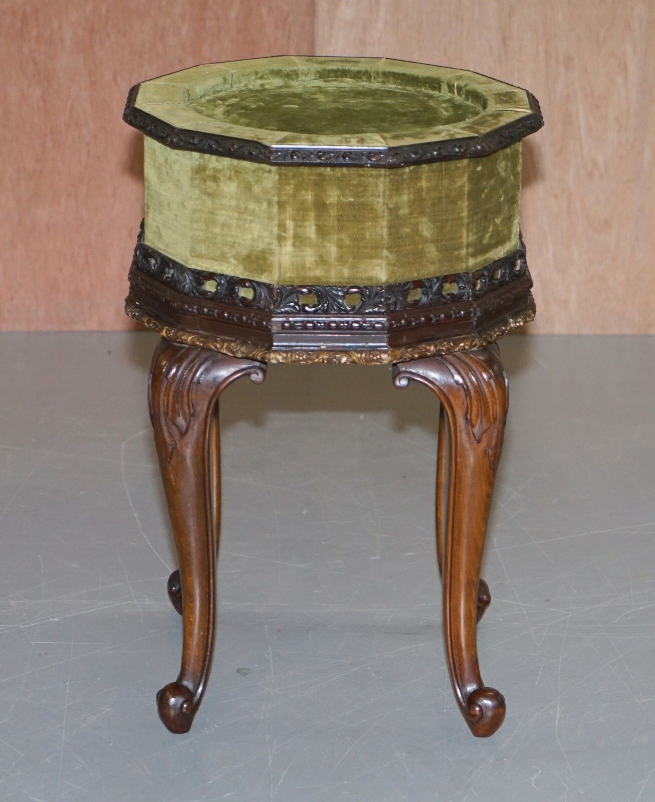 Sublime Pair Of Antique Circa 1860 Mahogany Carved Side Lamp Tables Velvet Tops photo furniture