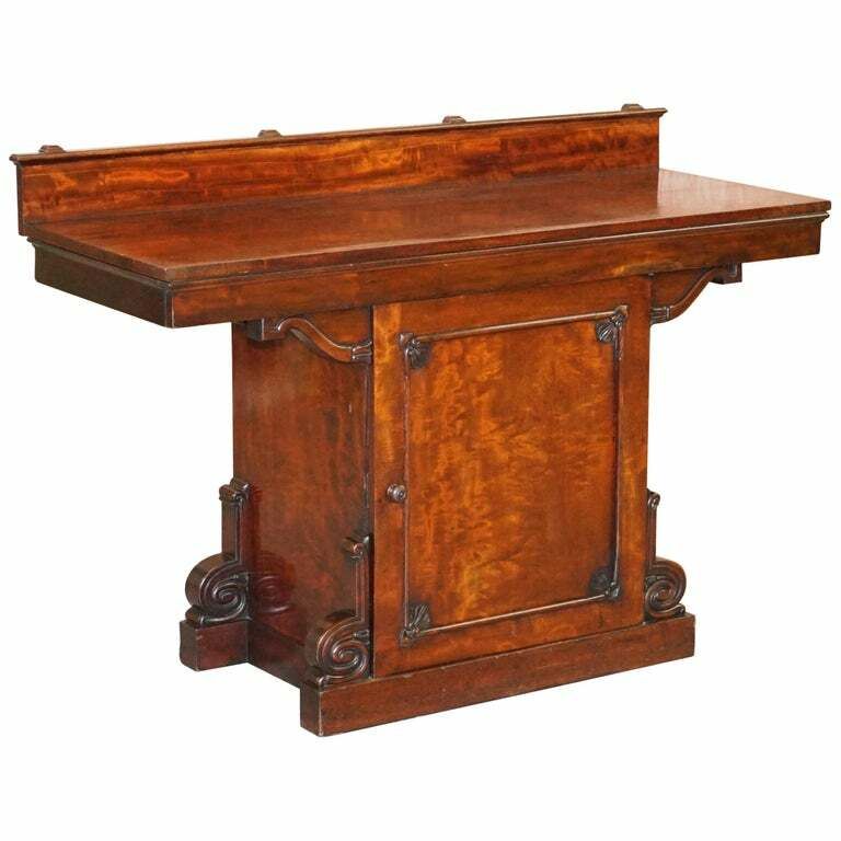 William IV Circa 1830 Cuban Mahogany Ornately Cared Sideboard Wine Cellar