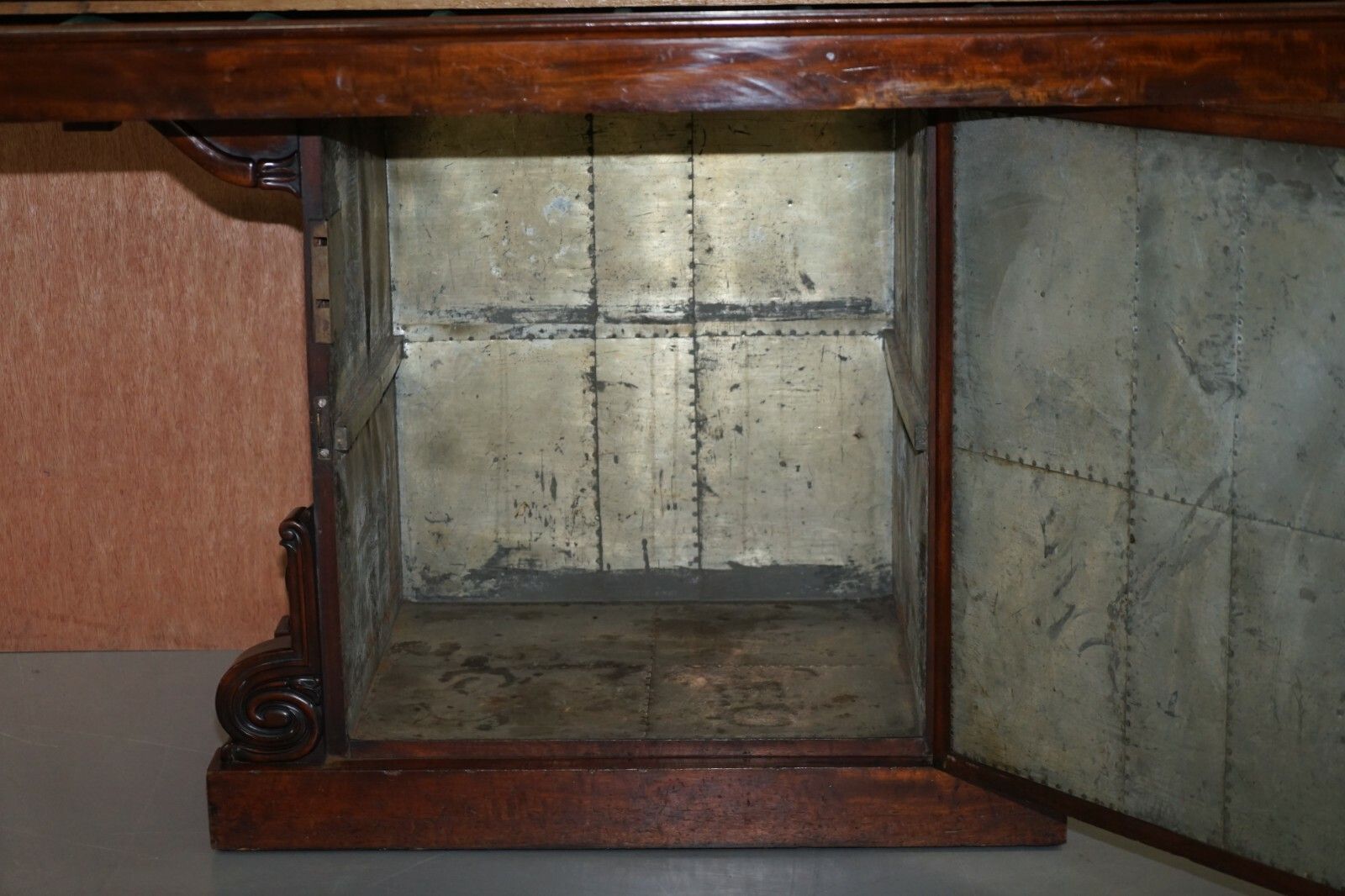 Furniture William IV Circa 1830 Cuban Mahogany Ornately Cared Sideboard Wine Cellar photo