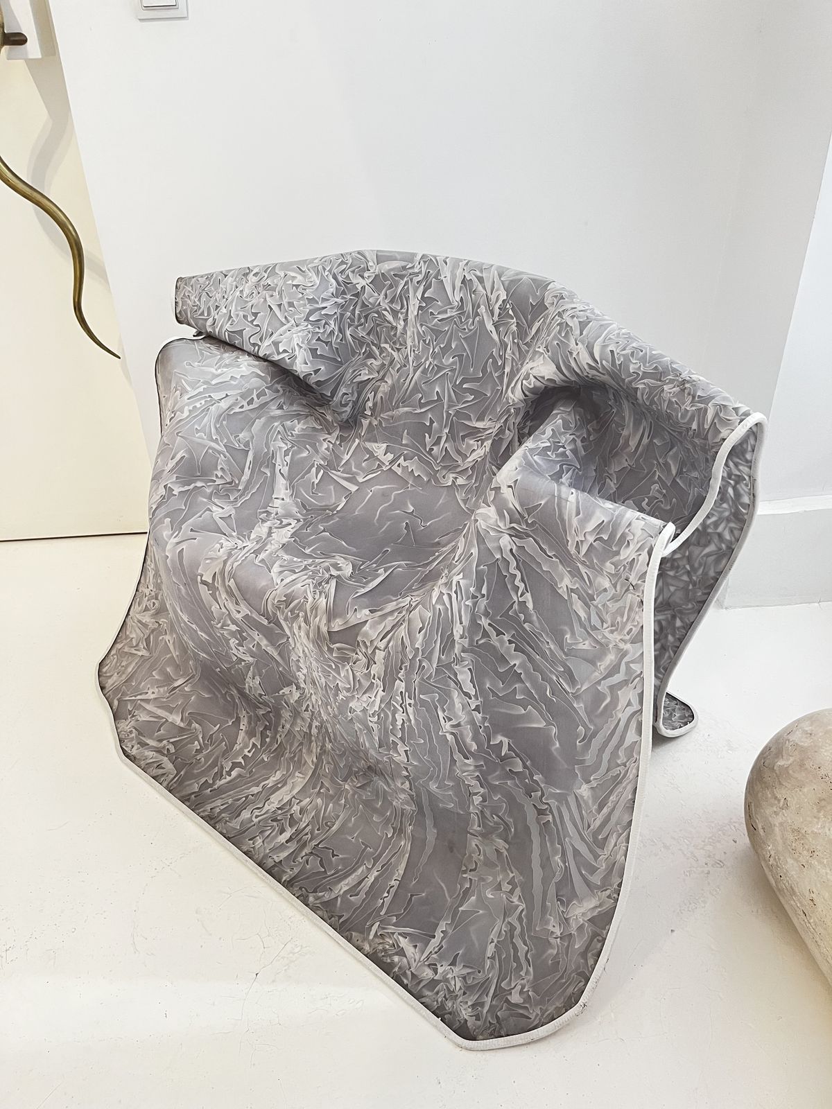 Sculptural Organic Grey Chair Made Of Fiberglass, Italy, 1980s photo buy