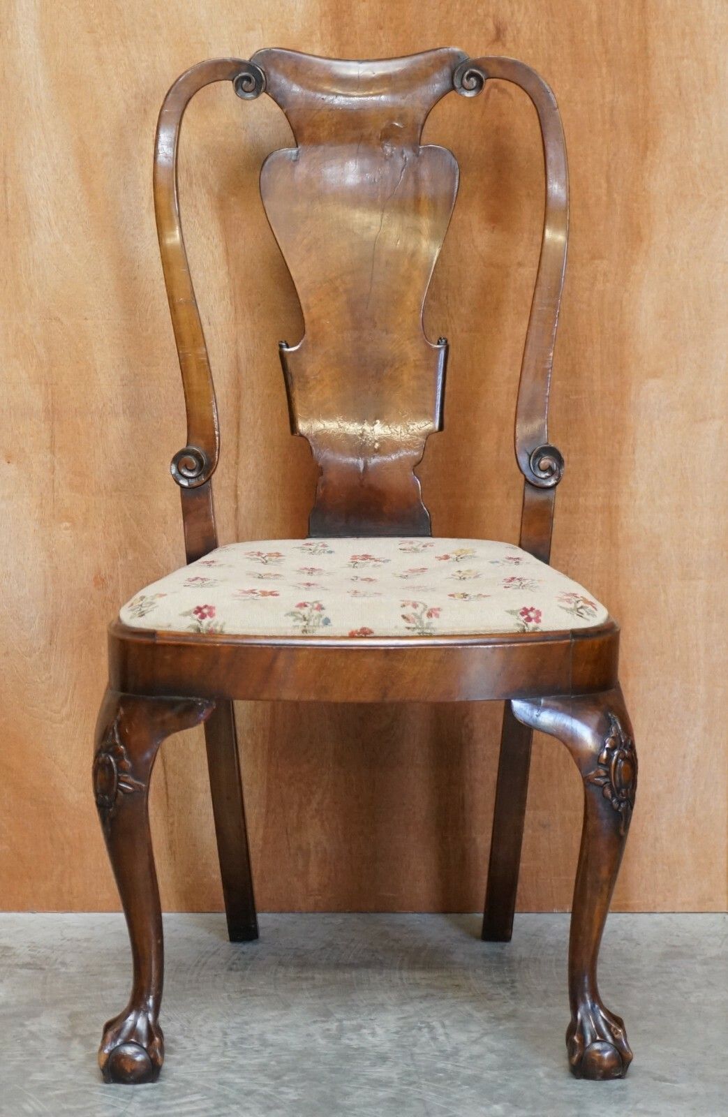 Six Victorian 1880 Walnut Shepherds Crook Dining Chairs With Claw & Ball Feet photo for sale