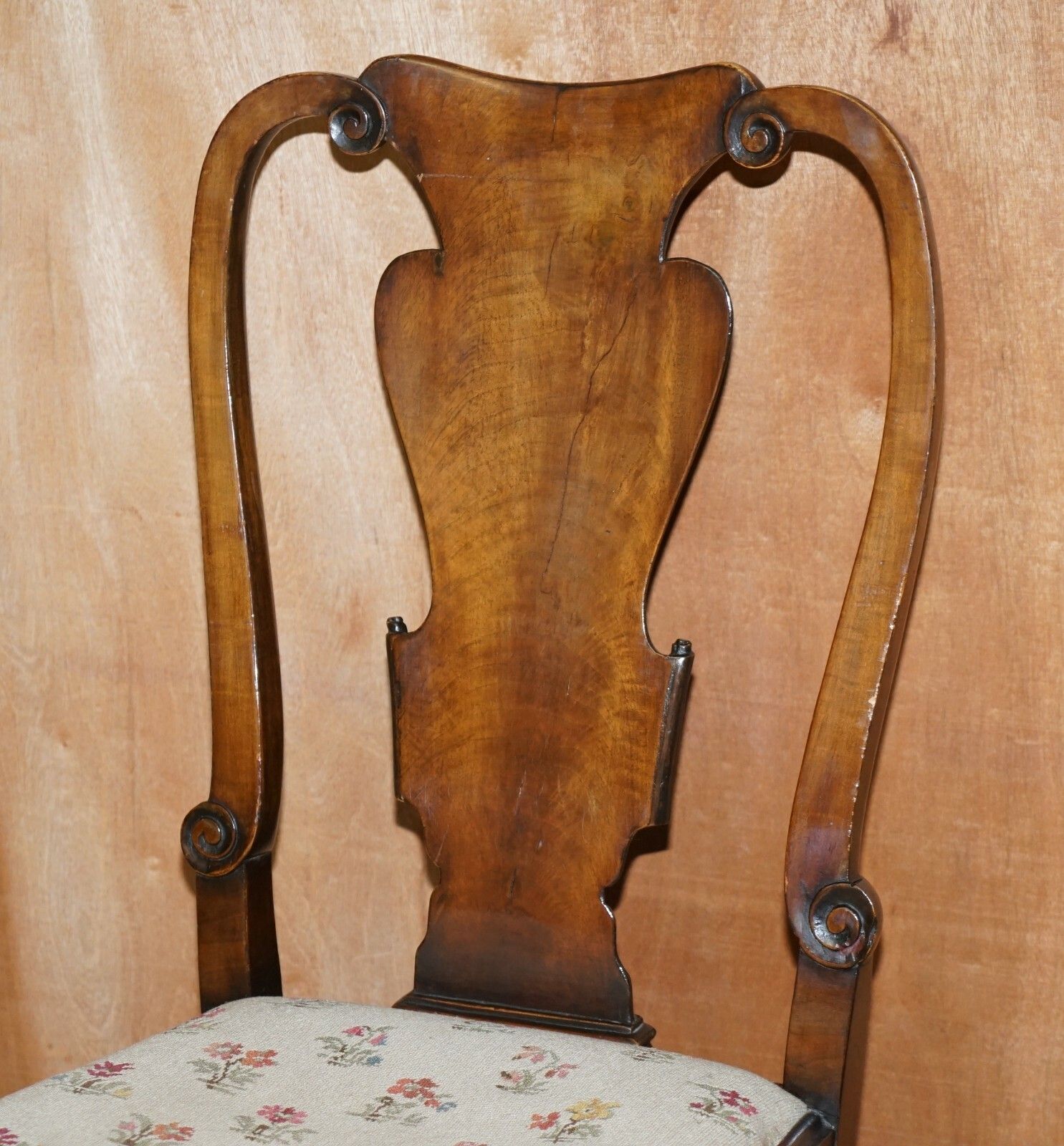 Six Victorian 1880 Walnut Shepherds Crook Dining Chairs With Claw & Ball Feet photo vintage
