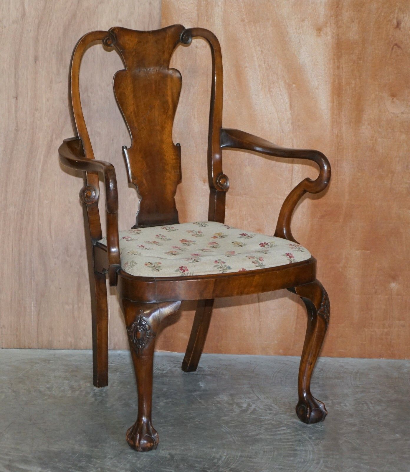 Furniture Six Victorian 1880 Walnut Shepherds Crook Dining Chairs With Claw & Ball Feet photo