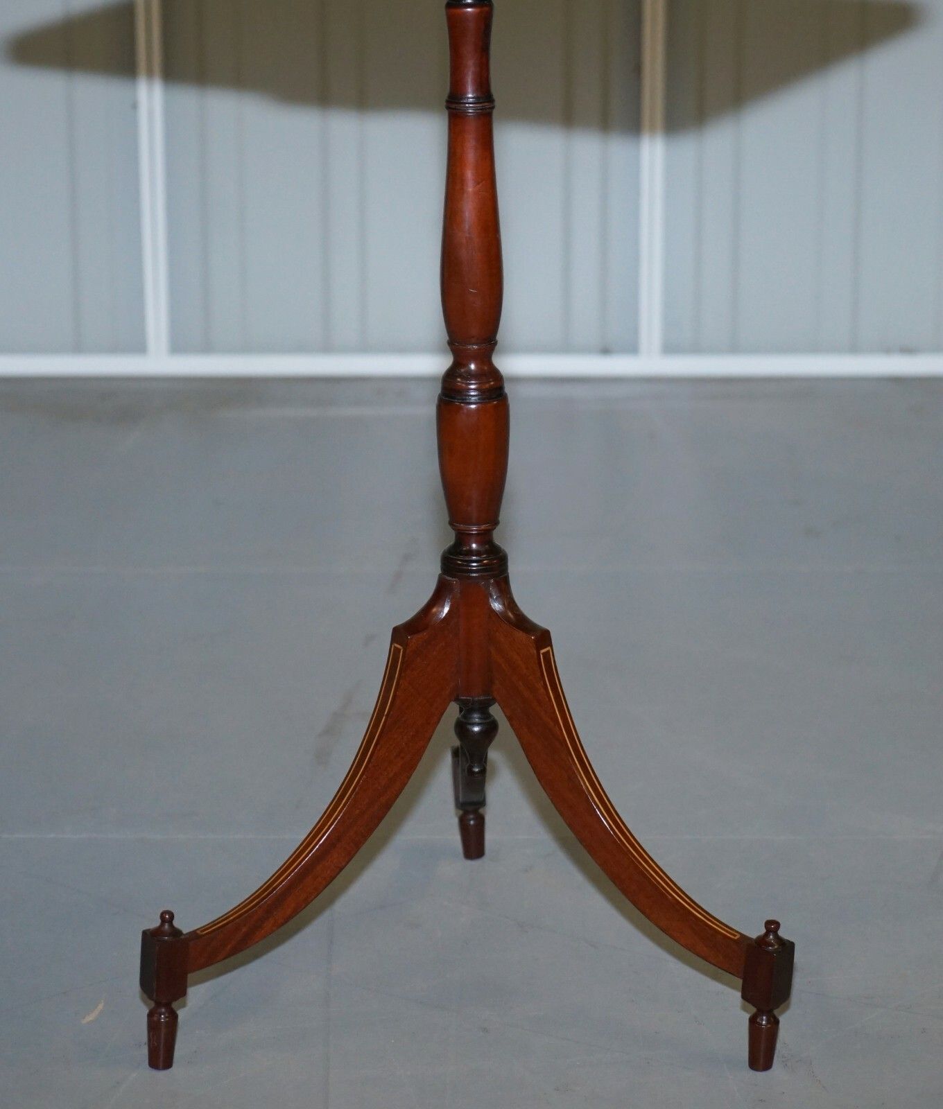 Pair Of Antique Flamed Walnut & Inlaid Regency Style Tripod Side End Lamp Tables photo buy