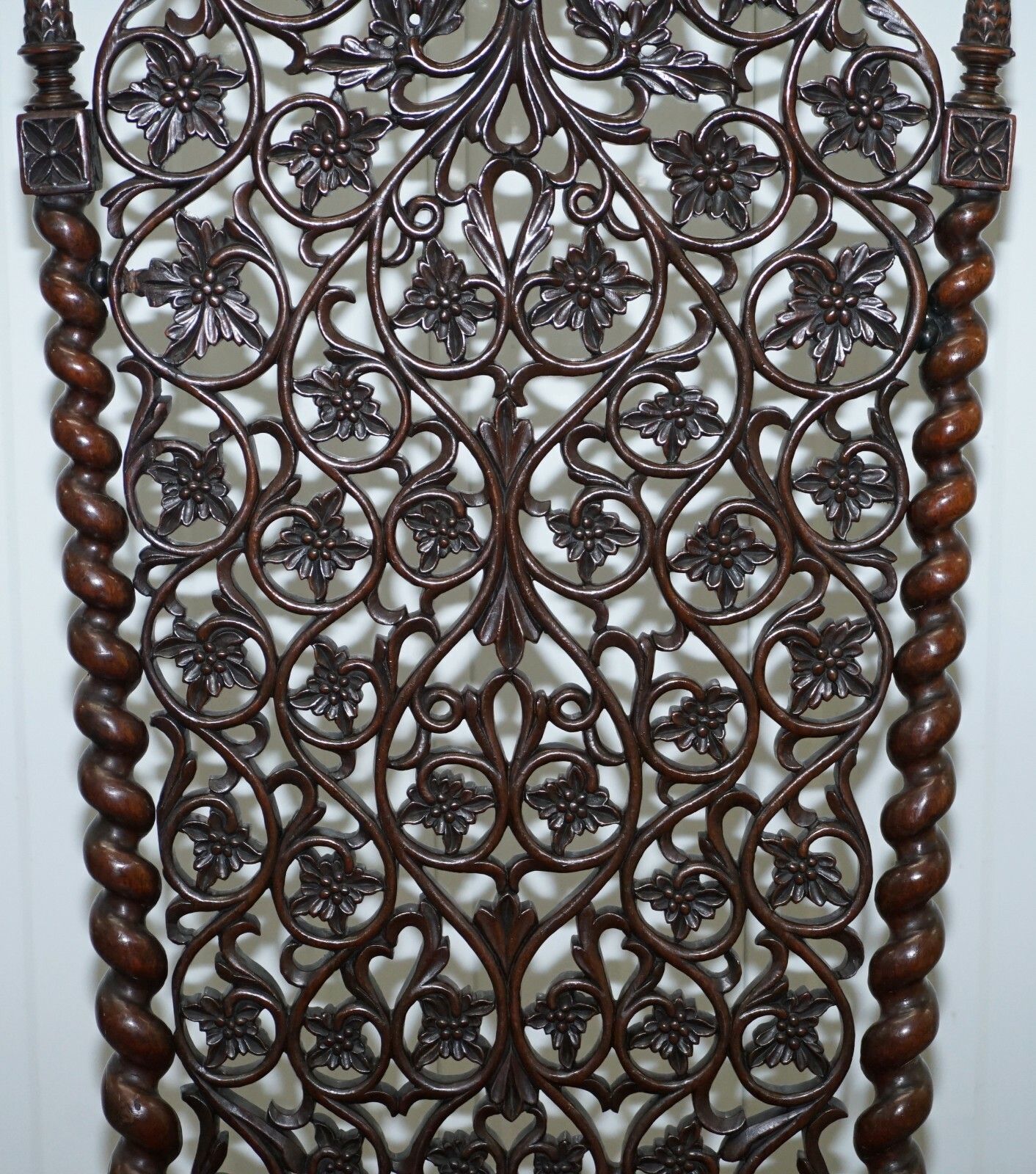 Rare Circa 1880 Burmese Solid Rosewood Hand Carved Floral Chair High Back Ornate photo 2750.0