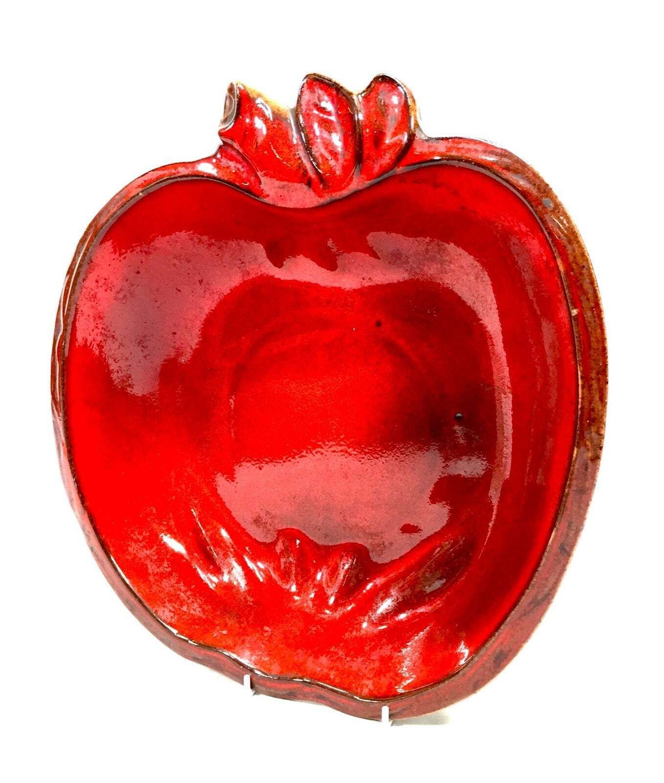 Vintage West German Pottery Apple Fruit Bowl Dish Carstens Factory 1970s Retro