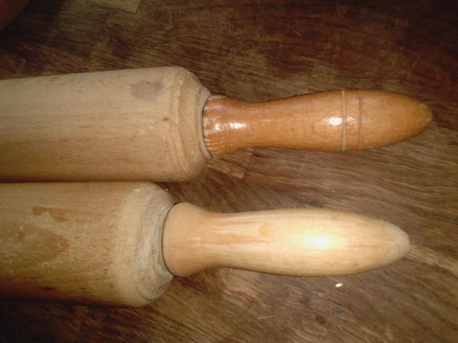 2 Vintage French Rolling Pins With Rotating Pin, 1950s, Wood Kitchen Utensils, Wood Pastry Rollers, Rolling Pins For Easy Pastry photo buy