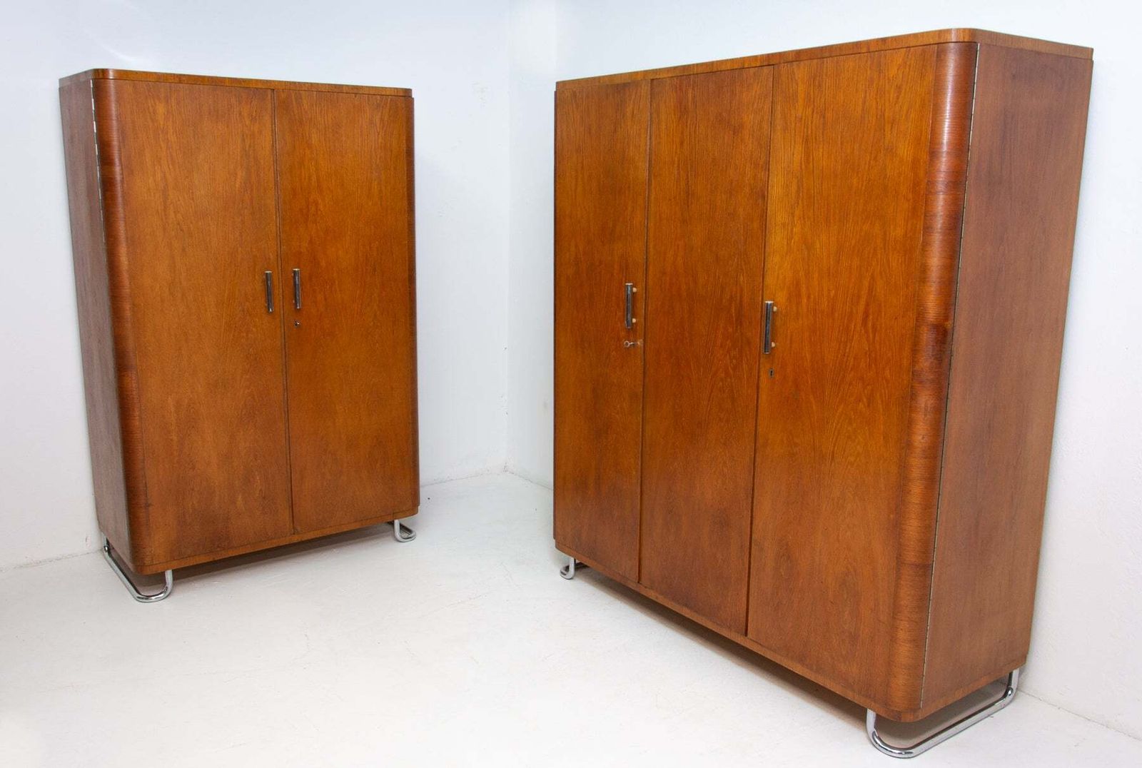 1896.0 Large Bauhaus Wardrobe With Chrome Details, Bohemia, 1930s photo