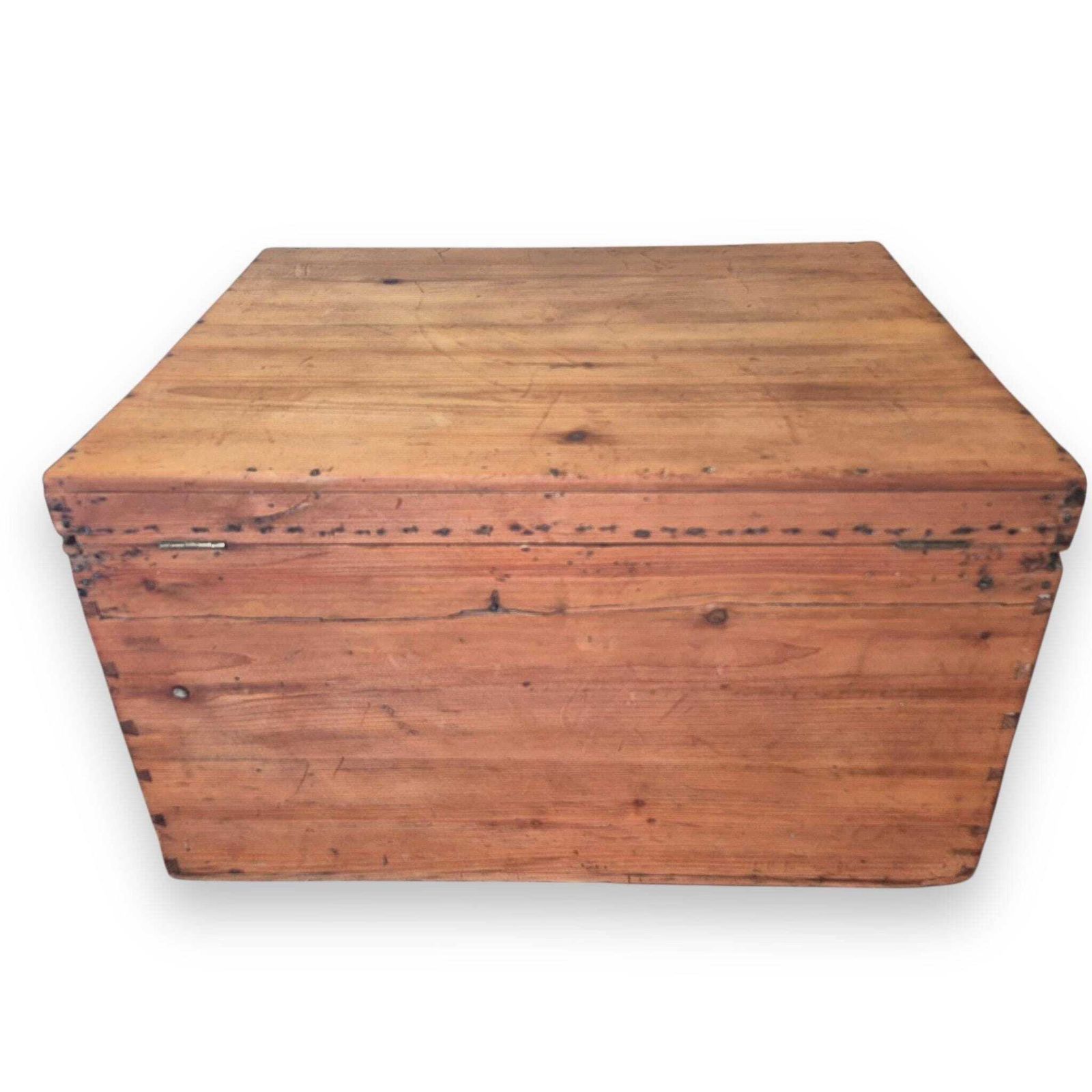 photo furniture Antique 19th Century Waxed Pine Storage Trunk – Rustic Blanket Chest