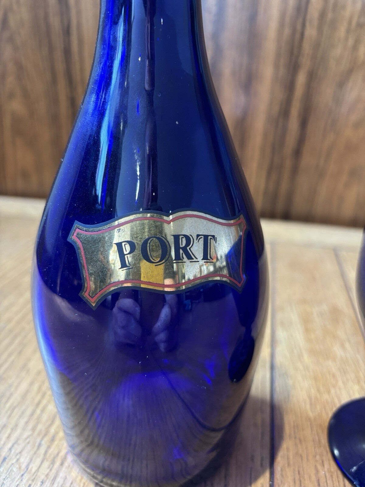 Bristol Blue Glass Port Decanter And Glass photo furniture