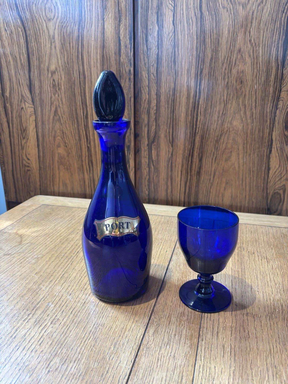Bristol Blue Glass Port Decanter And Glass photo Home Decor