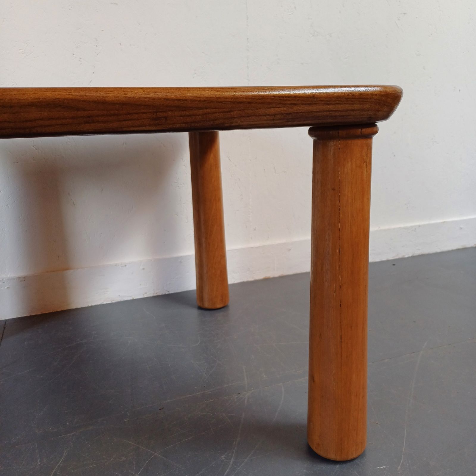 1980s Square Coffee Table With Tapering Legs And Curved Edges photo Furniture