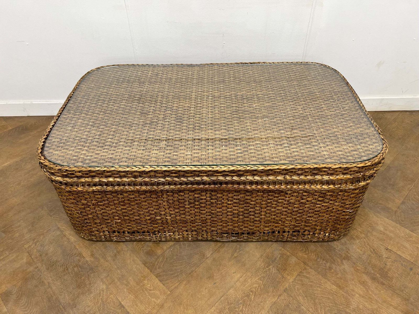 A Mid Century Vintage French Wicker (Rattan) Trunk/Coffee Table (Circa 1960) photo for sale