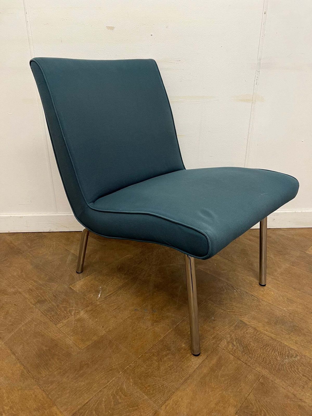 Vintage "Vostra" Lounge Chair By Jens Risom For Walter Knoll In Teal Cloth photo Furniture