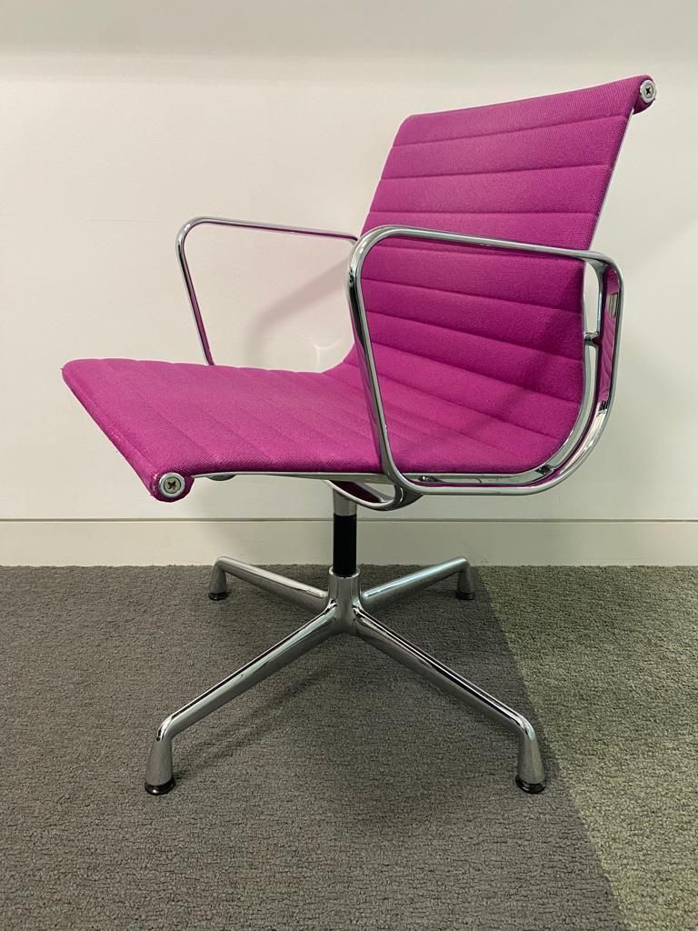 Vintage Vitra Eames Ea108 Hopsak In Magenta Pink With Chrome Swivel Frame photo for sale