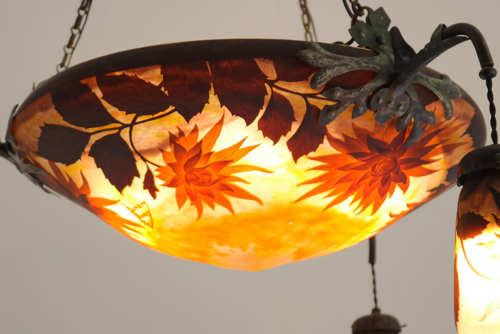 Exquisite Large Daum Nancy & Louis Majorelle Chandelier Model “Dahlia” 1905 photo 28694.0