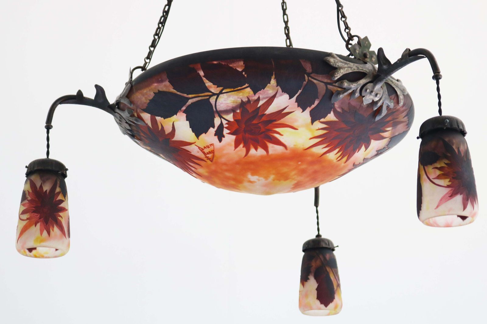 photo for sale Exquisite Large Daum Nancy & Louis Majorelle Chandelier Model “Dahlia” 1905
