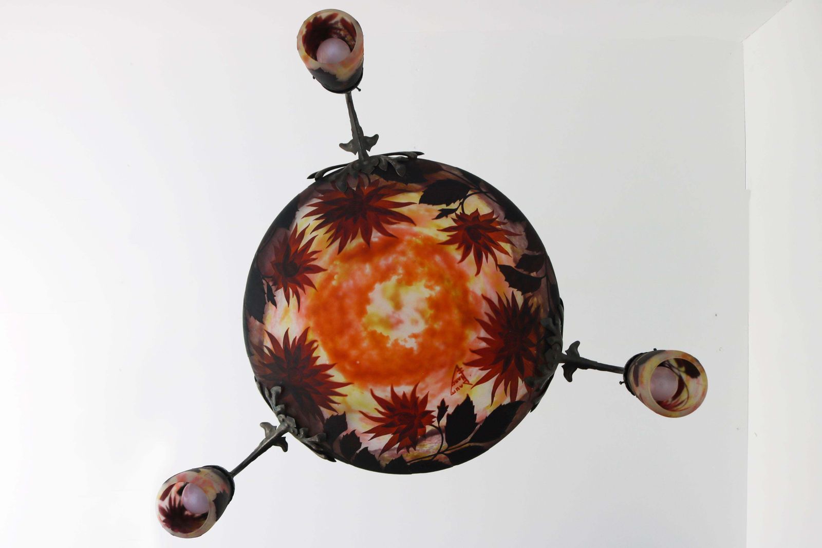 photo buy Exquisite Large Daum Nancy & Louis Majorelle Chandelier Model “Dahlia” 1905