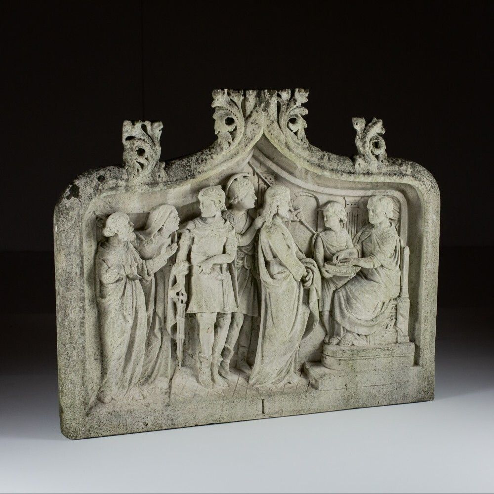 Impressive 18th Century Or Earlier Carved Stone Relief Of The Condemnation. photo furniture