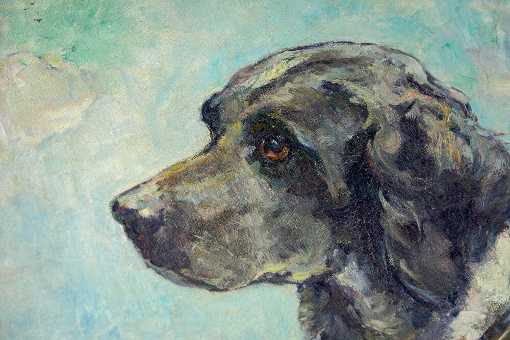Cabot   Oil On Canvas Dog Portrait By Georges Lemmers 1871 1944 photo buy