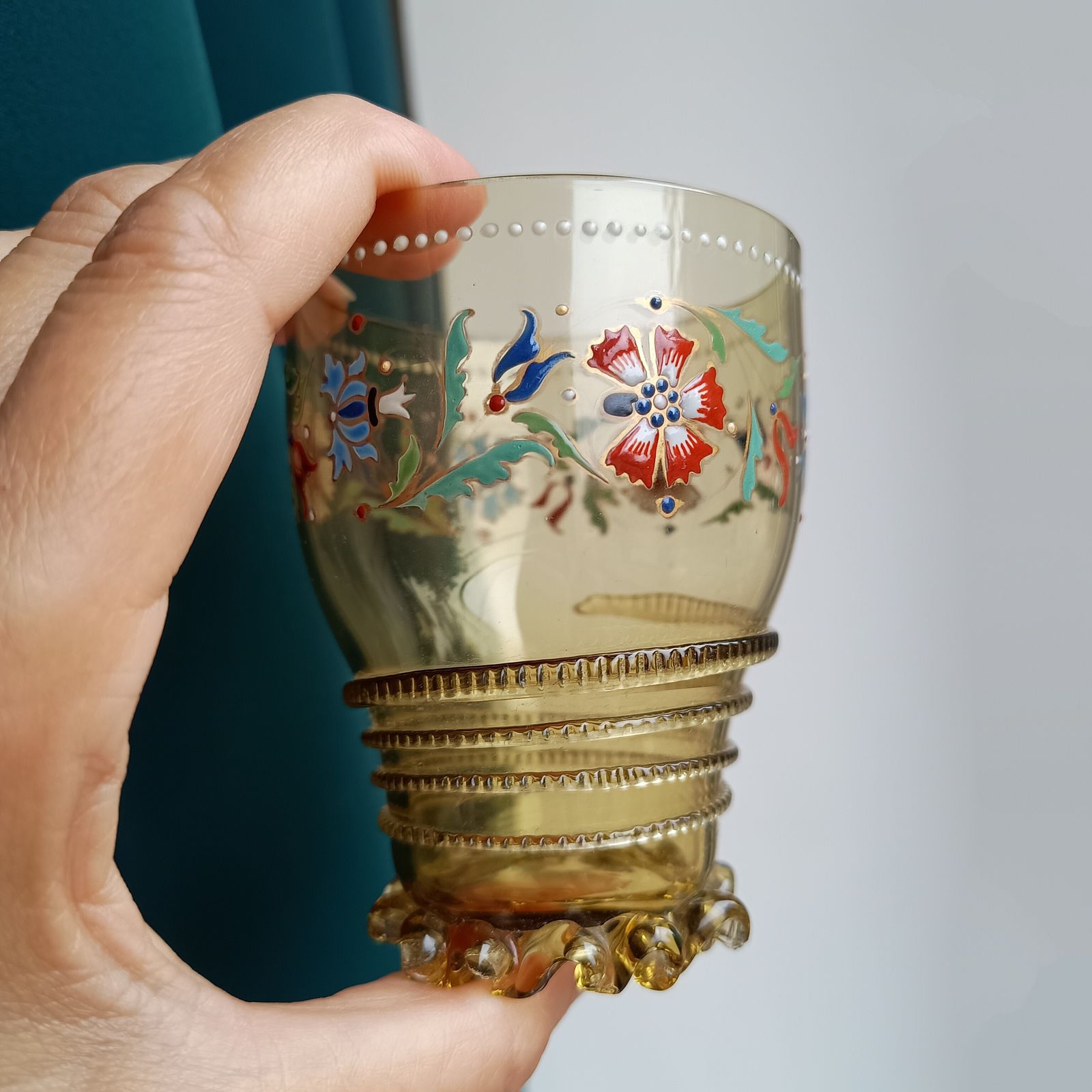 Theresienthal Historismus Olive Green Antikgrün Enamelled Glass Roemmer "Roman" Renaissance Revival Beaker By Henrietta Von Porschinger photo Home Decor
