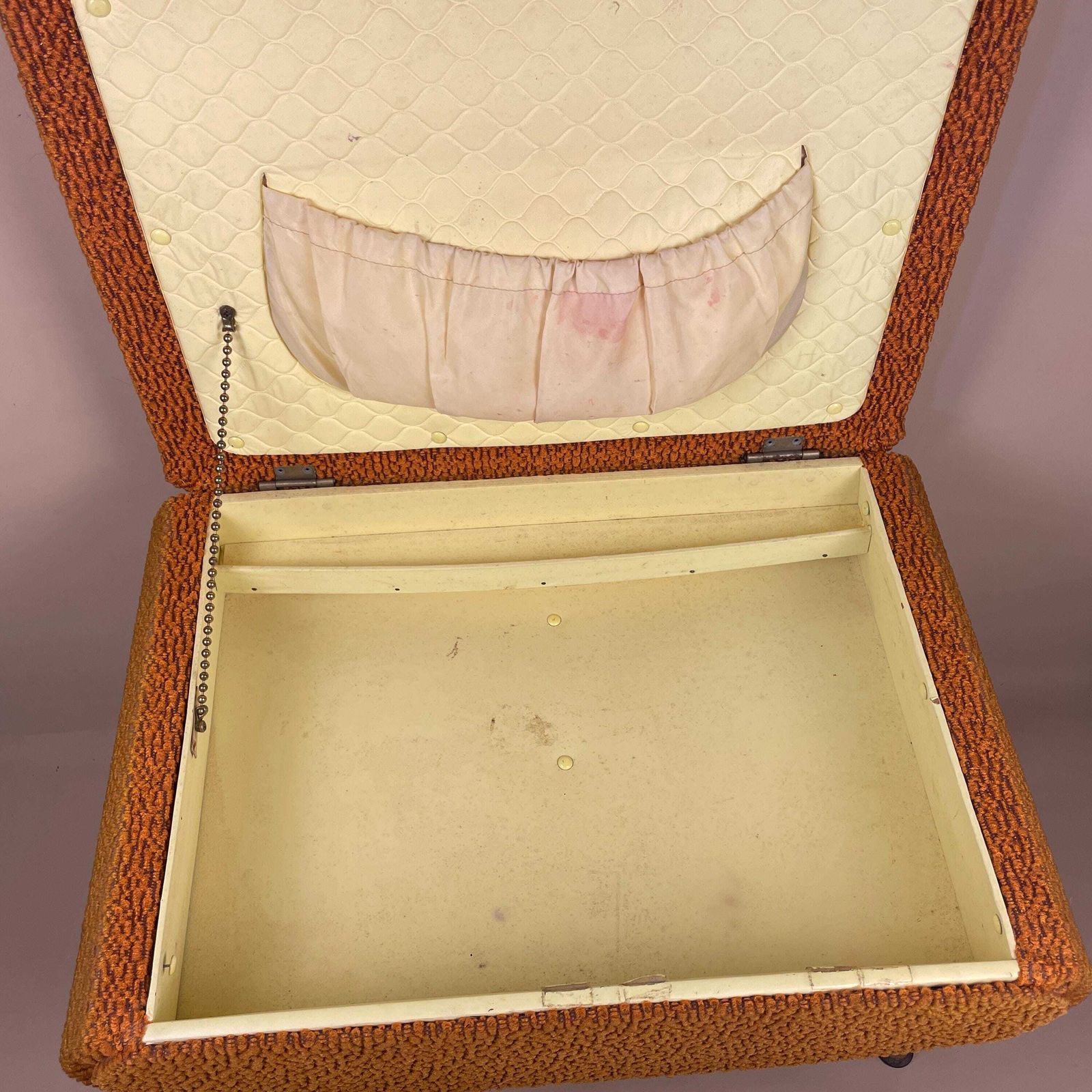 Vintage Retro Wooden Stool Wood Cottage Furniture Rectangle Yellow Hallway Farmhouse 40x56x38cm Boucle Fabric Sewing Box Storage Table photo buy